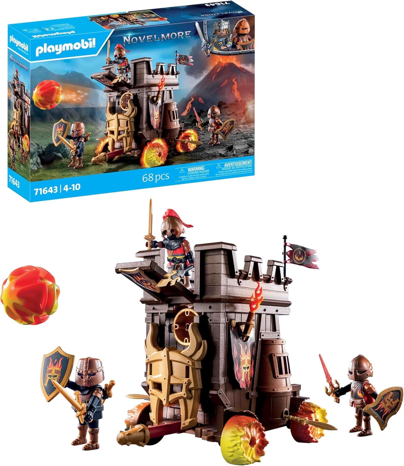 PLAYMOBIL Novelmore 71643 Carrinho de combate com cano de fogo, com três bandidos de Burnham, incluindo vários acessórios, brinquedos cheios de ação para meninos e meninas a partir de 4 anos