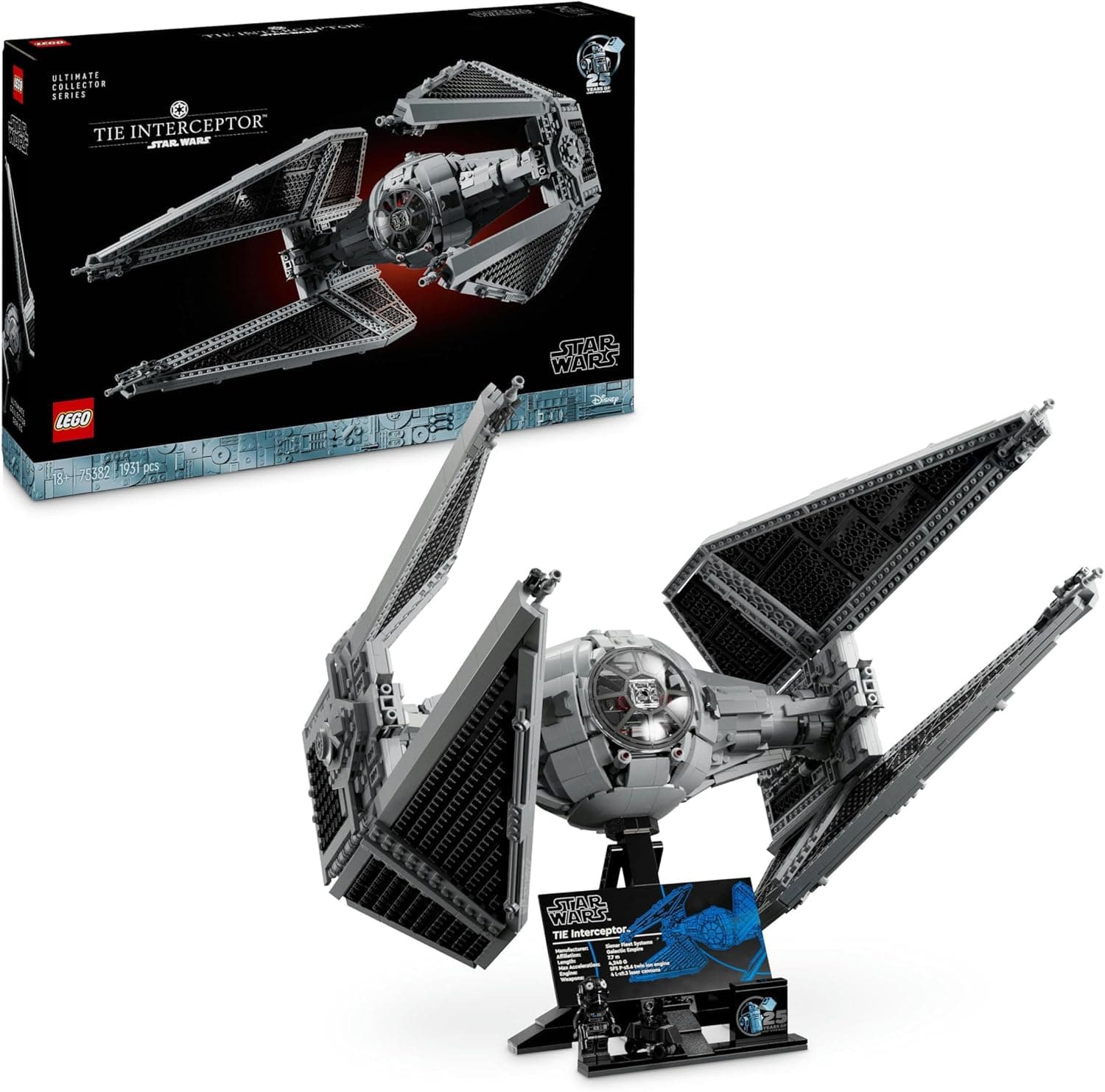 LEGO Star Wars 75382 Interceptor Tie - presente para pais fãs de UCS - Maquete para adultos de construção Ultimate Collector Series - caça estelar para expor e colecionar