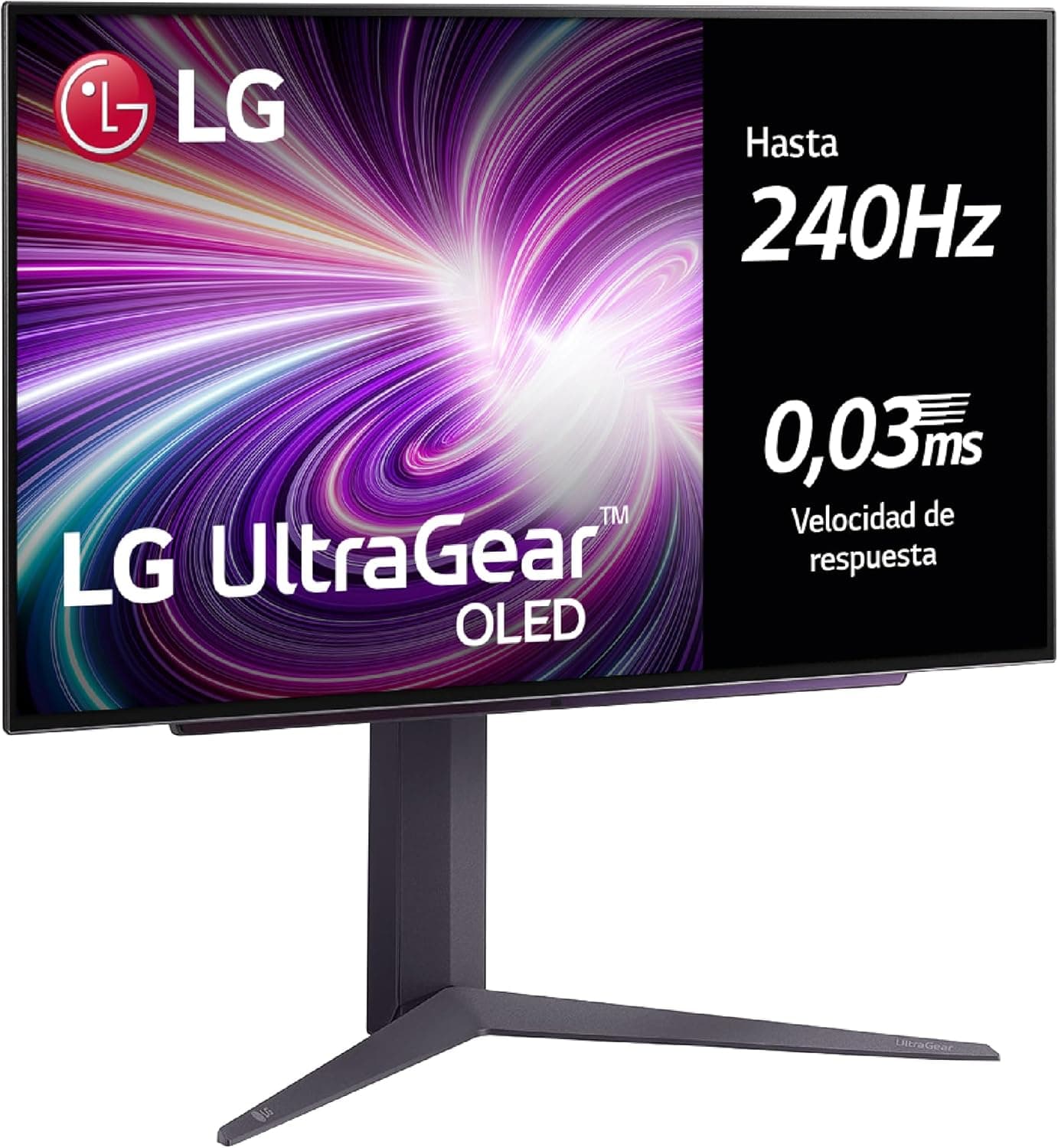 LG 27GS93QE-B Monitor ultragear, monitor OLED, 27 polegadas, 2560 x 1440, 16:9, 0,03 ms, 240 Hz, classificação F, G-Sync compatível e FreeSync Premium Pro, roxo Risáceo