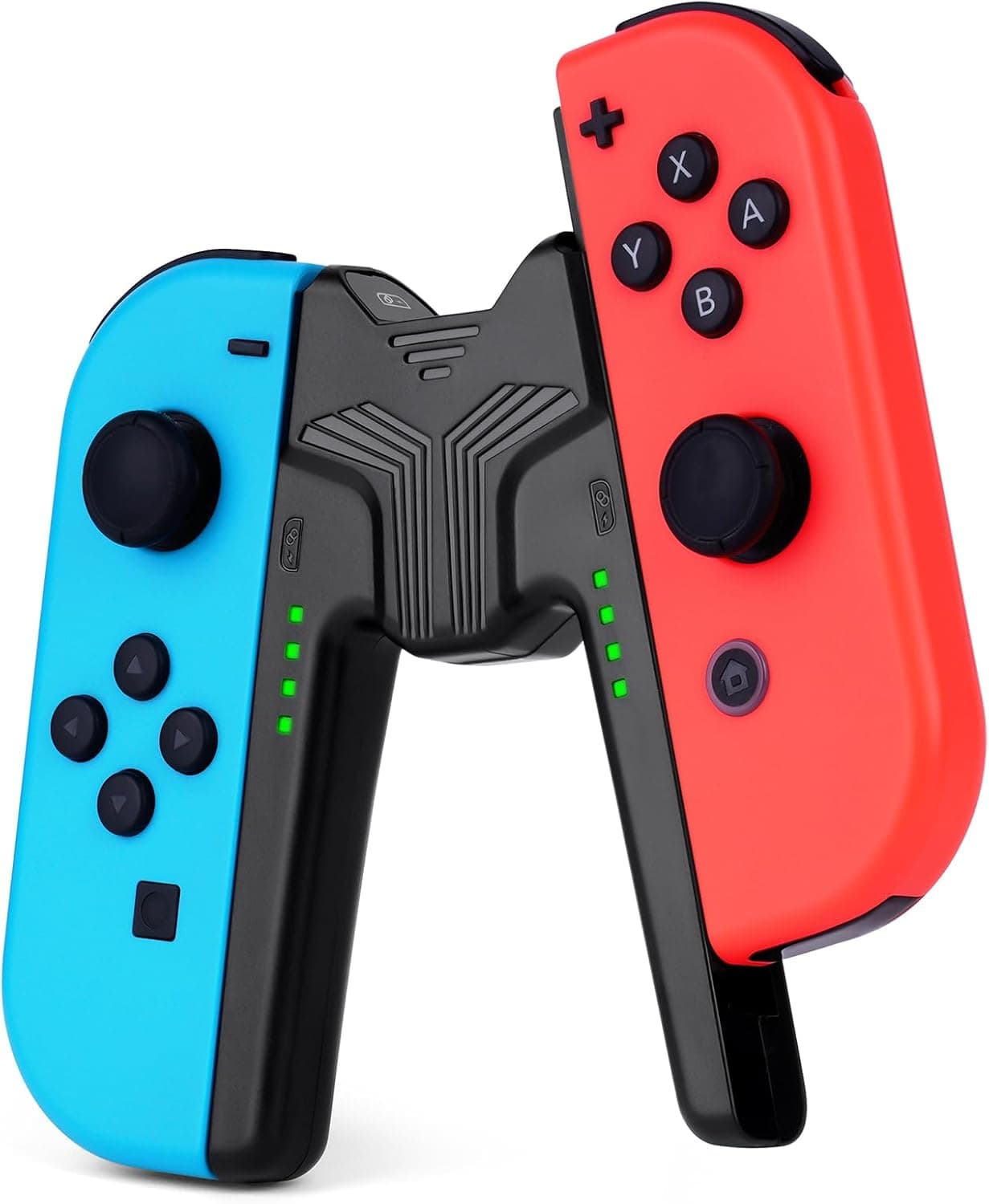OFFCUP Aderência para jogos, suporte de alça de carregamento em forma de V, Joy-Con Charger Grip Handle confortável com indicadores de bateria, para Nintendo Switch, NS/OLED, Joy-Con (preto)