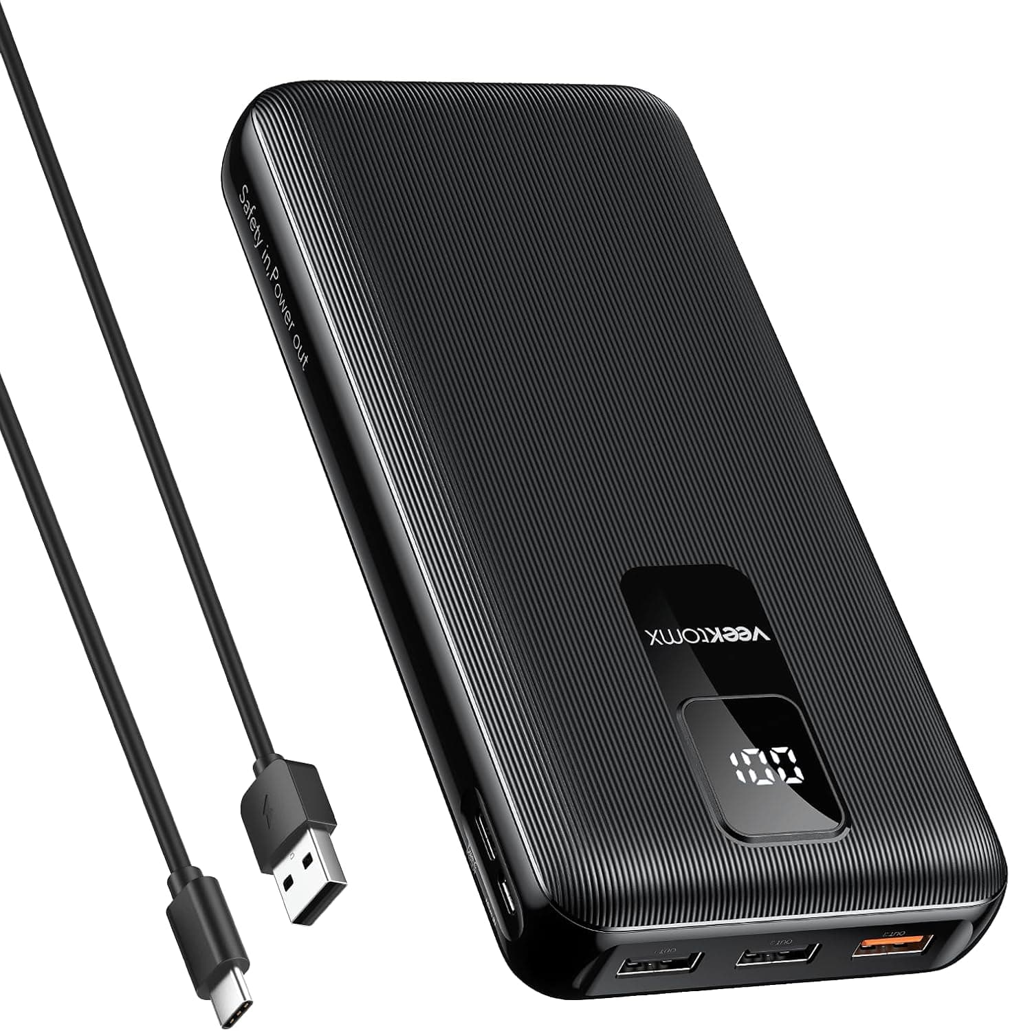 Power Bank de grande capacidade 30000 mAh, bateria externa de carregamento rápido PD20W, bateria portátil de 4 saídas e 2 entradas, com ecrã LED