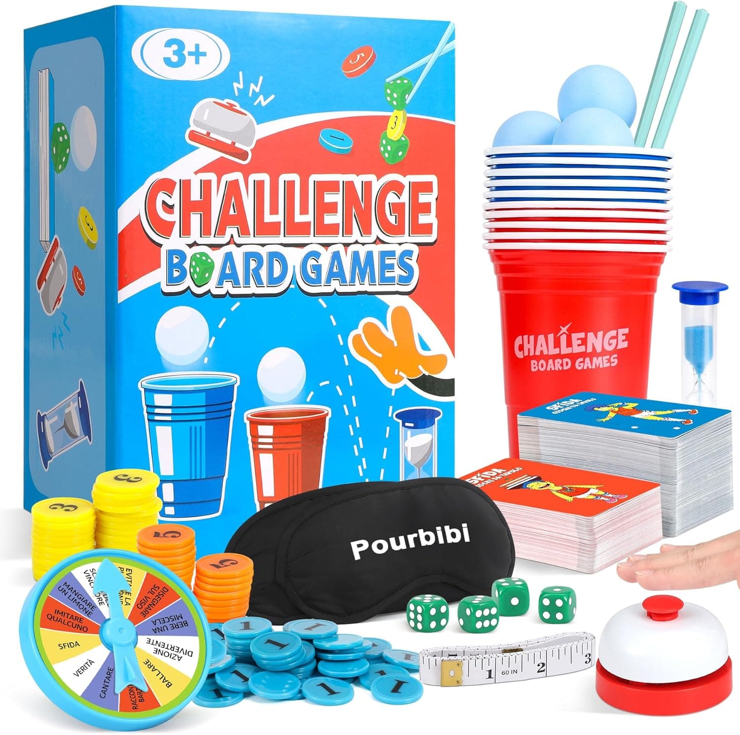 Pourbibi Jogo de tabuleiro - jogos em família dinâmico para família e amigos, um divertido jogo de cartas em família cheio de testes e desafios - adultos e crianças - presentes de Natal originais