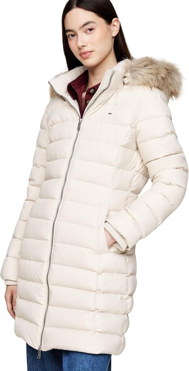 Tommy Jeans Casaco de penas mulher essencial Hooded Down Coat com pele sintética