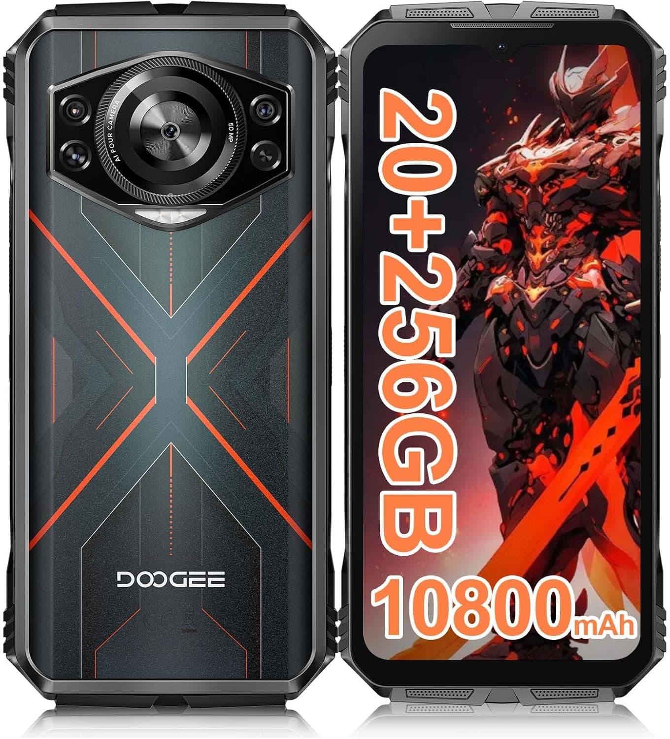 DOOGEE S Cyber Móvel todo-o-terreno (2024) Telefone inquebrável Android 14, 10800 mAh, telemóvel resistente 20 GB + 256 GB/ 6,58" FHD, 50 MP+16 MP câmara telemóvel rugerizado 4G dual SIM/impressão