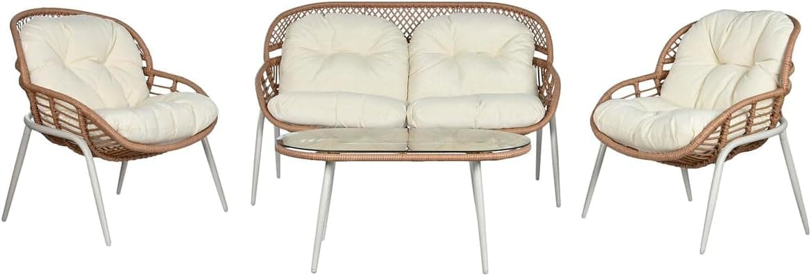 Home ESPRIT Conjunto de mesa com 3 poltronas, multicolor, padrão