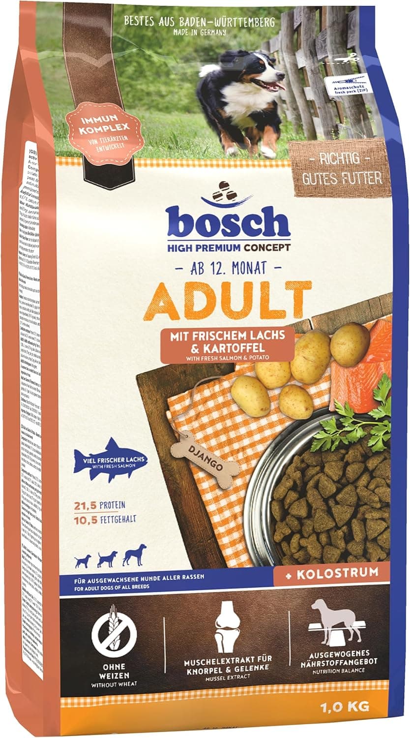 bosch HPC Adult com salmão fresco e batata | Alimento seco para cães adultos de todas as raças, 3 kg