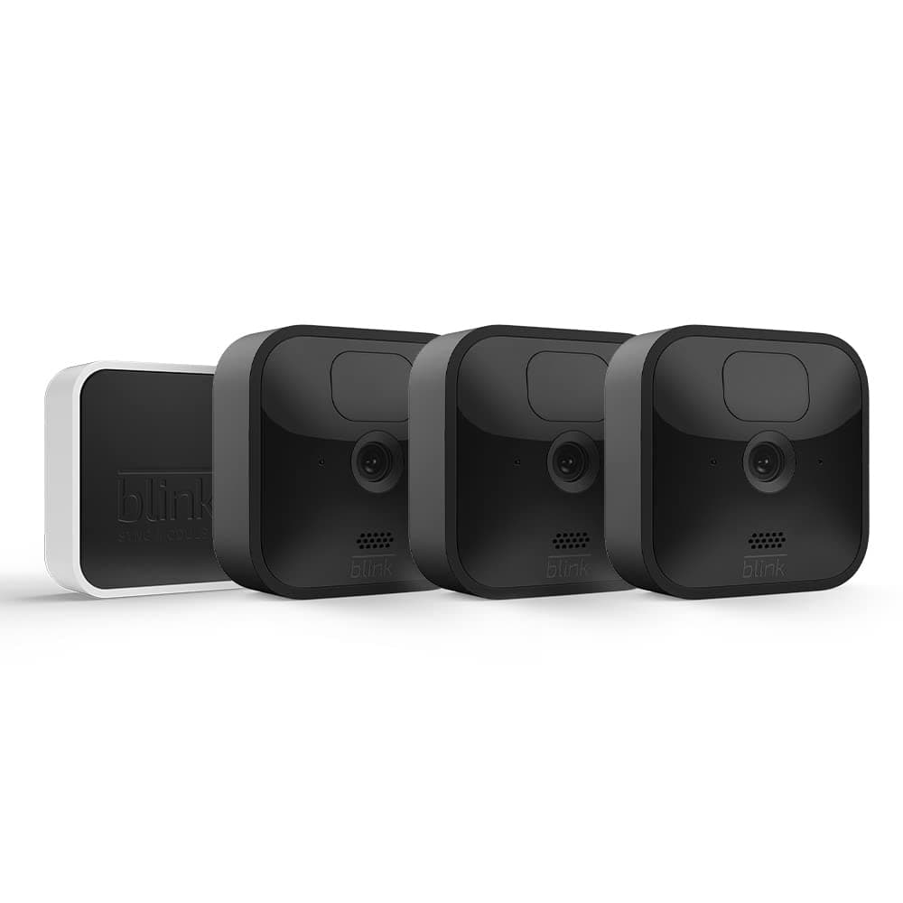 Blink Outdoor | Câmara de vigilância exterior HD sem fios e resistente às intempéries, com 2 anos de autonomia, deteção de movimento, compatível com Alexa | 3 câmara 