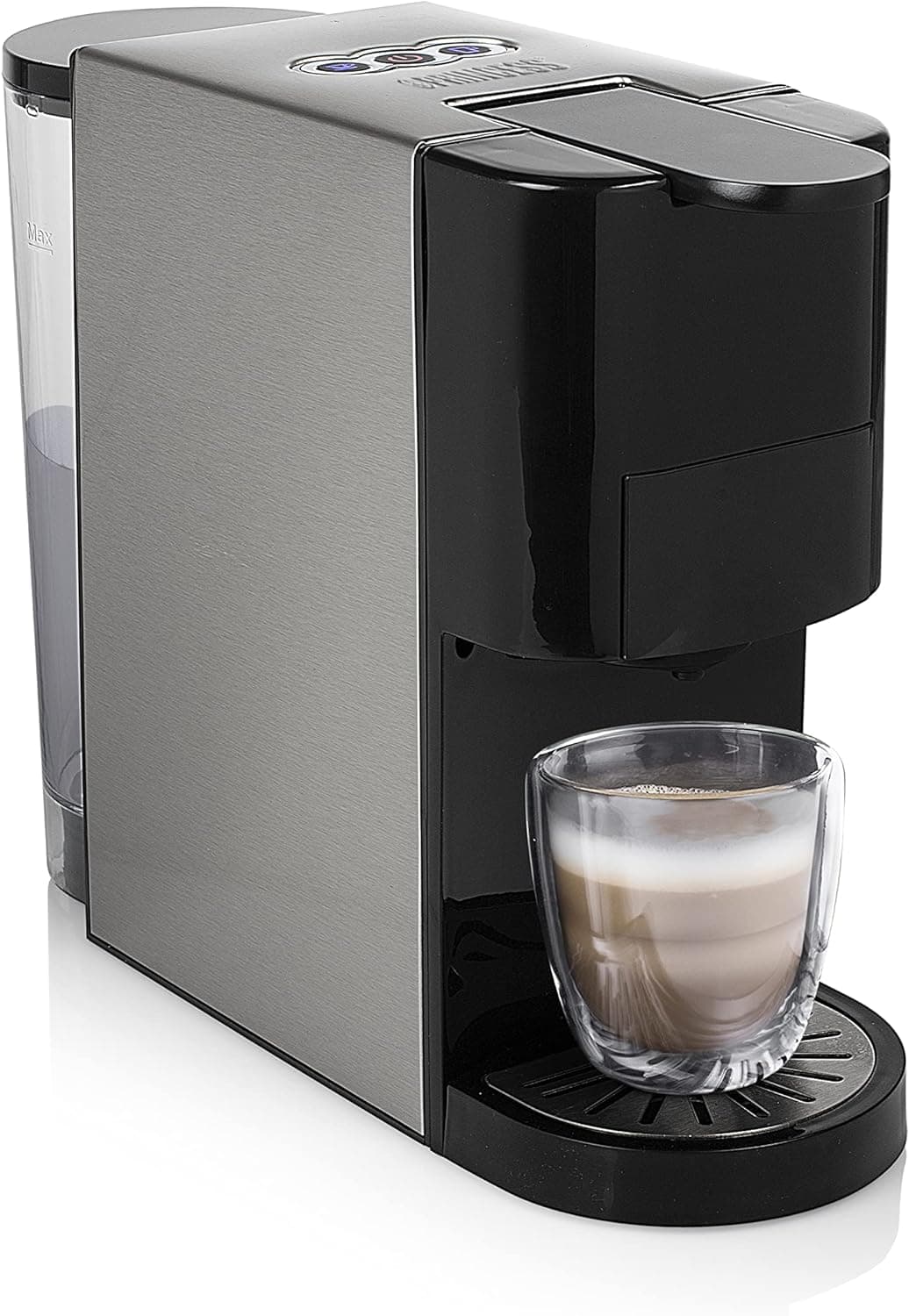 Princess 249451 Máquina de café multicápsulas, adaptadores para cápsulas Nespresso, Dolce Gusto, lavanda no modo mio, dose única ESE e café moído, 19 bares, depósito de água removível 800 ml, 1450 W