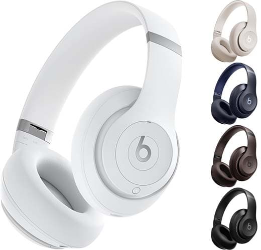 Beats Studio Pro Auriculares sem fios Bluetooth com cancelamento de ruído, áudio espacial personalizado, compatibilidade com Apple e Android, branco-mate 