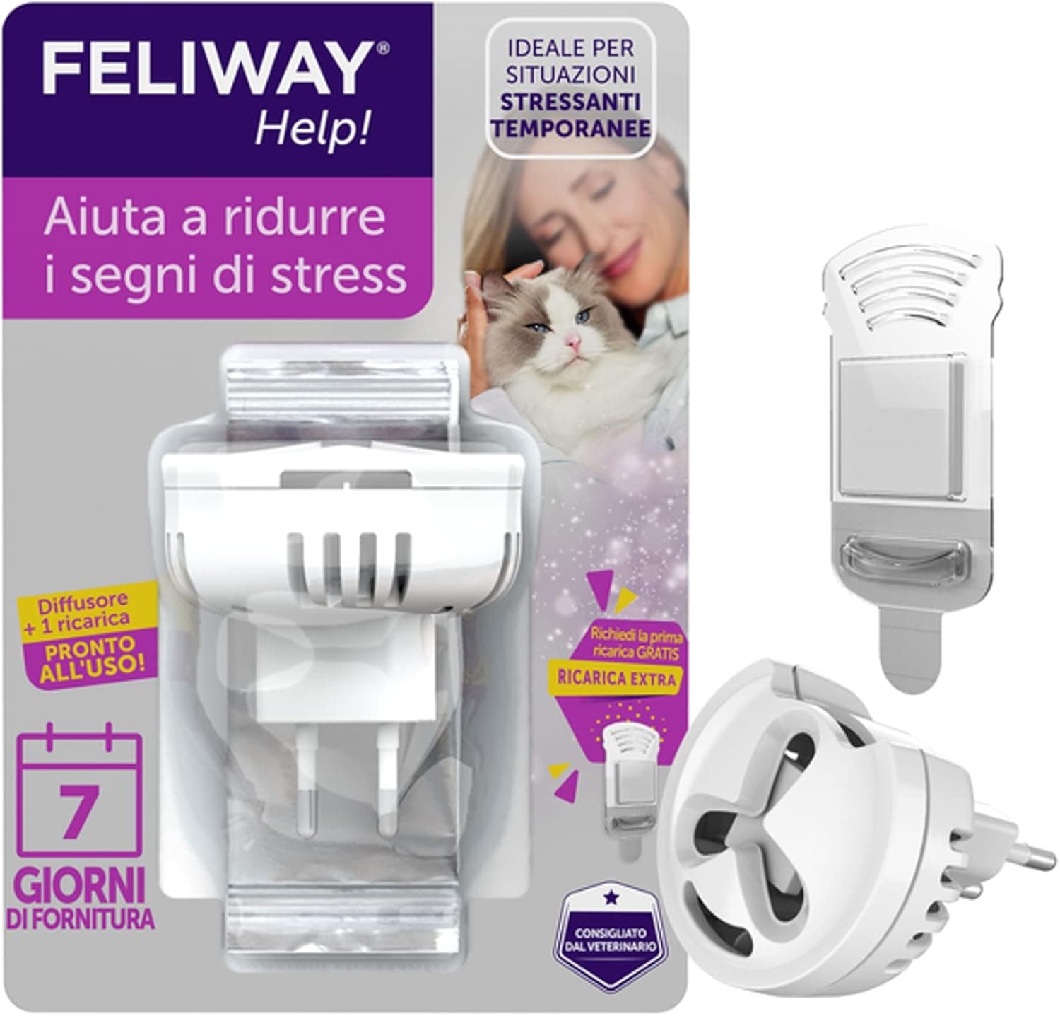 FELIWAY Ajuda! Kit difusor calmante para gatos - 7 dias - ajuda a tranquilizar o seu gato todos os dias ou em ocasiões estressantes. Recomendado por veterinários, clinicamente testado