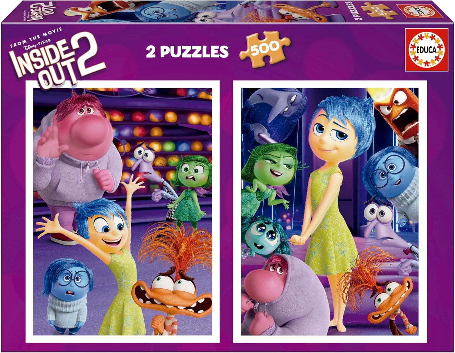 Educa 20101 | Conjunto de 2 puzzles de 500 peças com imagens do Divertida-Mente 2 para crianças a partir dos 14 anos