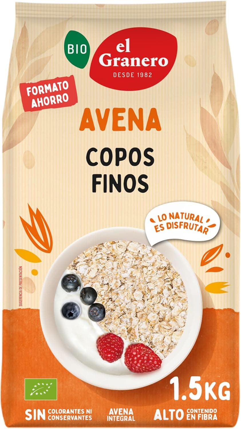 El Granero Integral Copos Suaves | Aveia integral biológica em flocos finos sem açúcar adicionado 1,5 kg