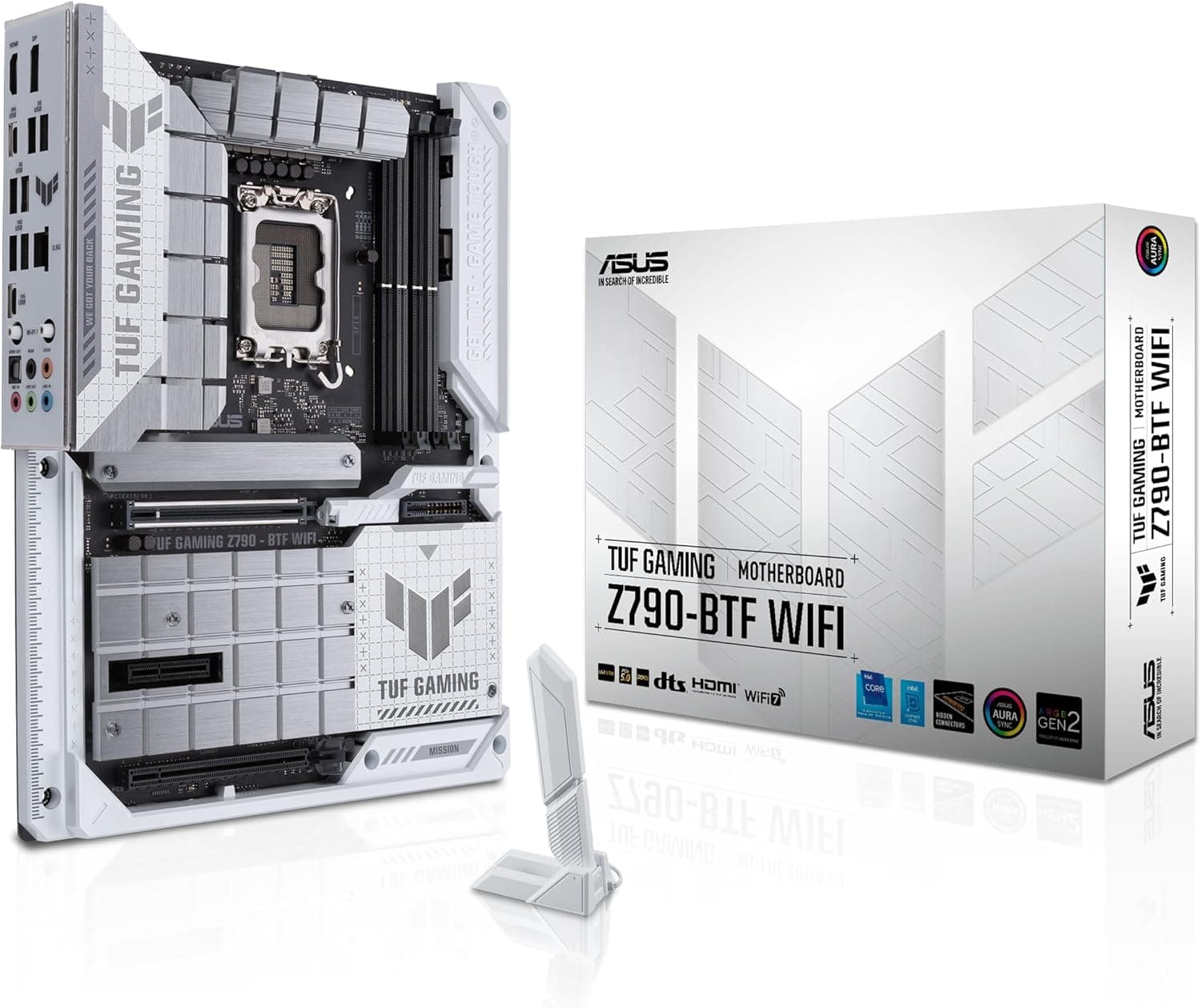 ASUS TUF Gaming Z790-BTF WiFi Placa base LGA 1700 ATX (16 + 1 etapas de potência, PCIe 5.0, DDR5, quatro ranhuras M.2, WiFi 7 e Ethernet 2,5 GB, USB frontal de 10 Gbps, SATA 6 Gbps. , Thunderbolt 4)