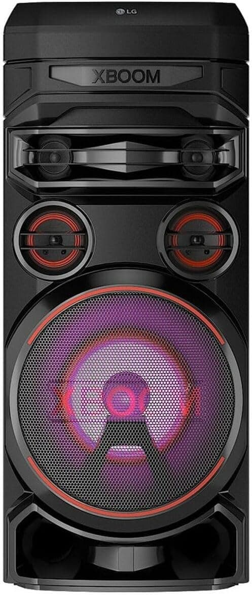 LG XBOOM RNC7 Altifalante Bluetooth, alta potência, portátil, USB, funções DJ, karaokê, com luzes LED variáveis, ampla conectividade, som absoluto, 5 altifalantes, cor preta 