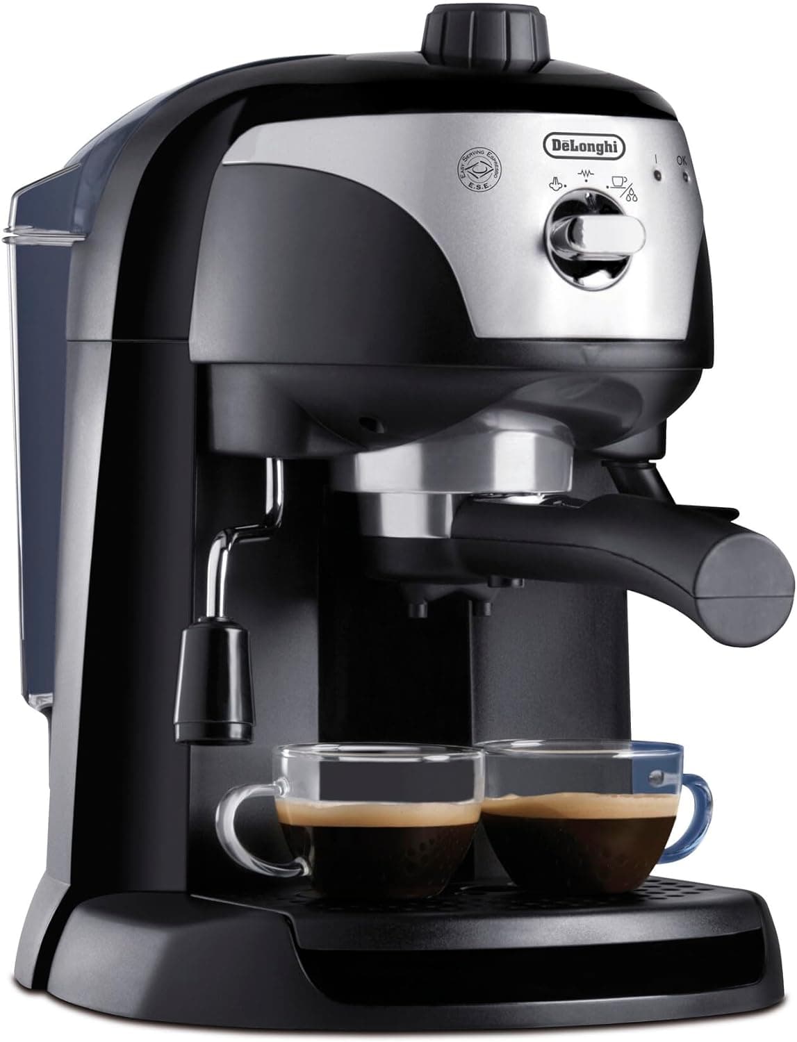 De'longhi EC201.CD.B Máquina de café tradicional de bomba (15 bar de pressão, 2 chávenas, café moído ou filtros de dose única) preto 