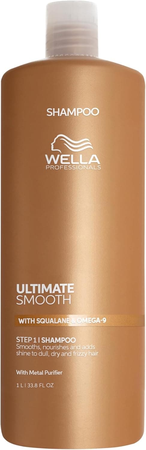 Wella Professionals Ultimate Smooth - champô tratamento hidratante para o cabelo com esqueleto e ômega 9 - cabelo seco, desligado e frisado (1 L)