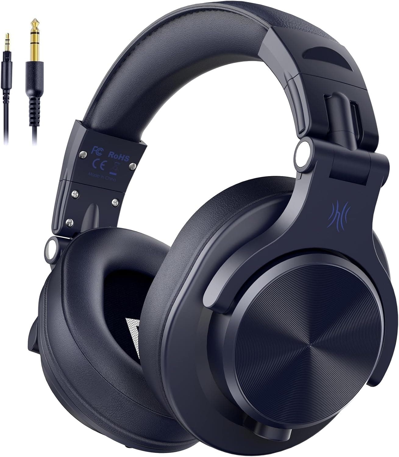 OneOdio Auriculares DJ, auriculares microfone com cancelamento de ruído, auriculares com cabo para PC, auriculares de estúdio HiFi para monitor de gravação AMP, guitarra, piano, E-Drum, azul militar