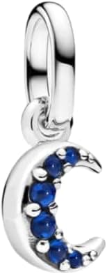 PANDORA ME Moon 793452C01 - Mini pingente de vidro artificial em prata esterlina, compatível com pulseiras Moments e ME, 2,8 x 7 x 5,9 mm