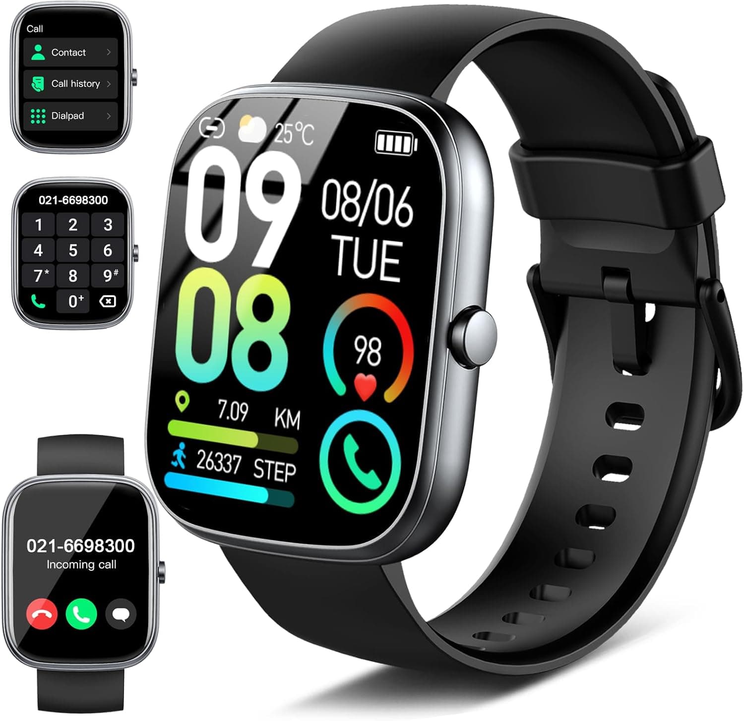 Relógio inteligente homem mulher, 1,91" HD Smartwatch com chamadas Bluetooth, monitor de sono/podómetro, 110 modos desportivos pulseira atividade, impermeável IP68 Smart Watch para iOS Android