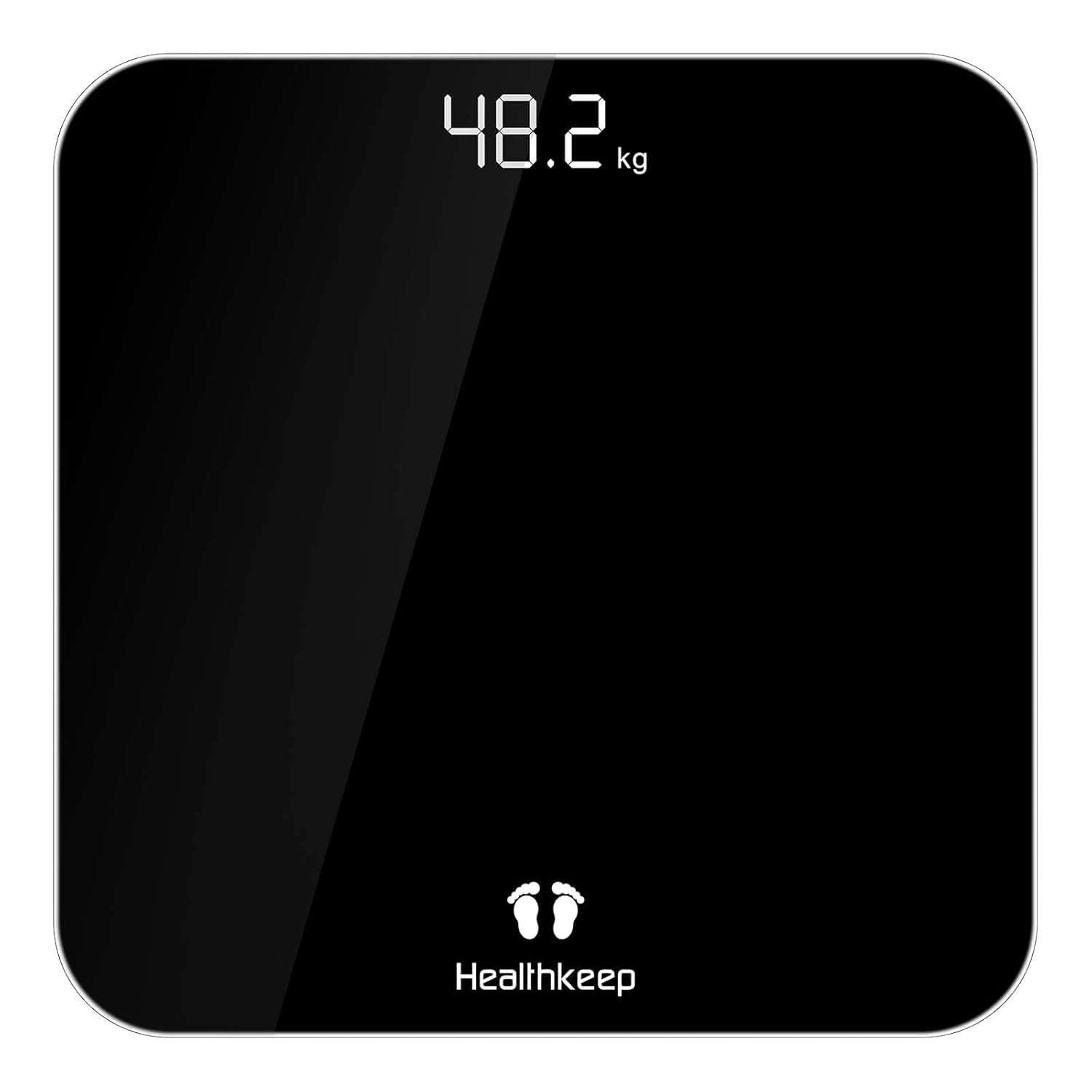 Healthkeep Balança de casa de banho digital, balança de peso corporal de alta medição precisa, máximo 180 kg, com tecnologia Step-On, preto