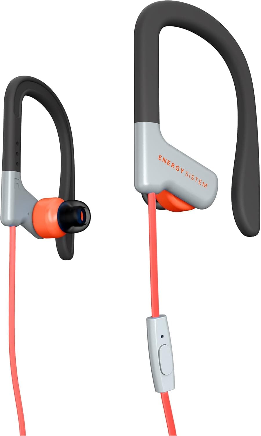 Energy Sistem Sport 1 Auriculares desportivos (cabo de 1,2 m, mini jack de 3,5 mm, microfone incorporado, Secure-fit, Sweatproof, Control Talk) - Coral