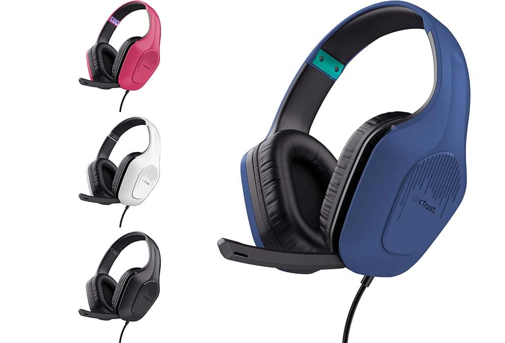 Trust Gaming GXT 418P Rayne Capacetes de jogos leves para PC Xbox PS4 PS5 Switch Mobile, drivers de 50 mm, conexão de 3,5 mm, microfone dobrável, auriculares com cabo 2 m Over-Ear, rosa