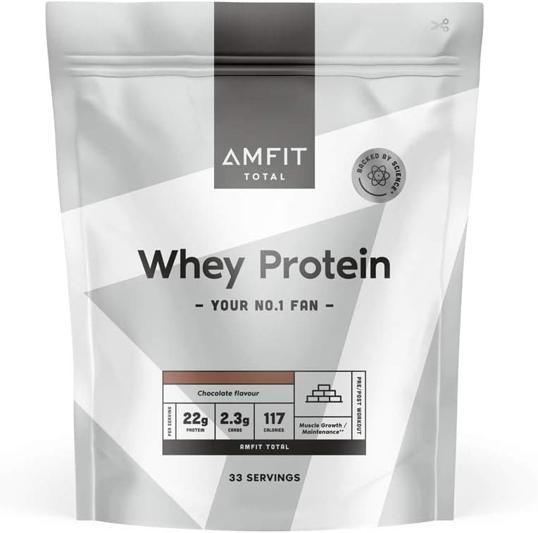Marca Amazon - Amfit Nutrition Proteína de soro de leite em pó, chocolate, 33 porções, 1 kg (embalagem de 1)