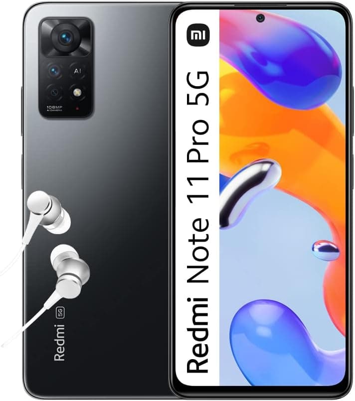 Xiaomi Redmi Note 11 Pro 5G, Smartphone de 6 128 GB, ecrã de 6,67" de 120Hz FHD+ AMOLED, Snapdragon 695, câmara tripla de 108 MP+8 MP + 2 MP AI, 5000 mAh, Graphite Gray 