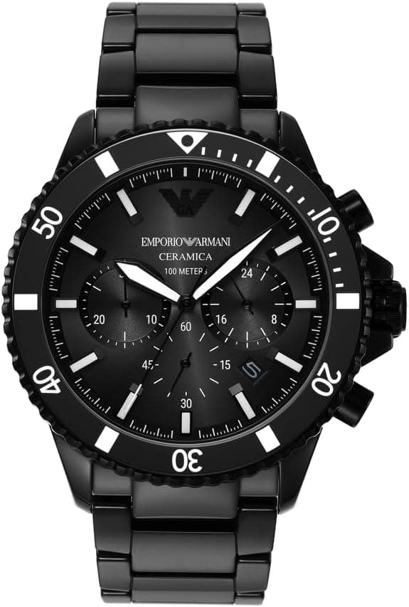 Emporio Armani | Relógio cronógrafo masculino em cerâmica preto e cinzento escuro caixa de 43 mm