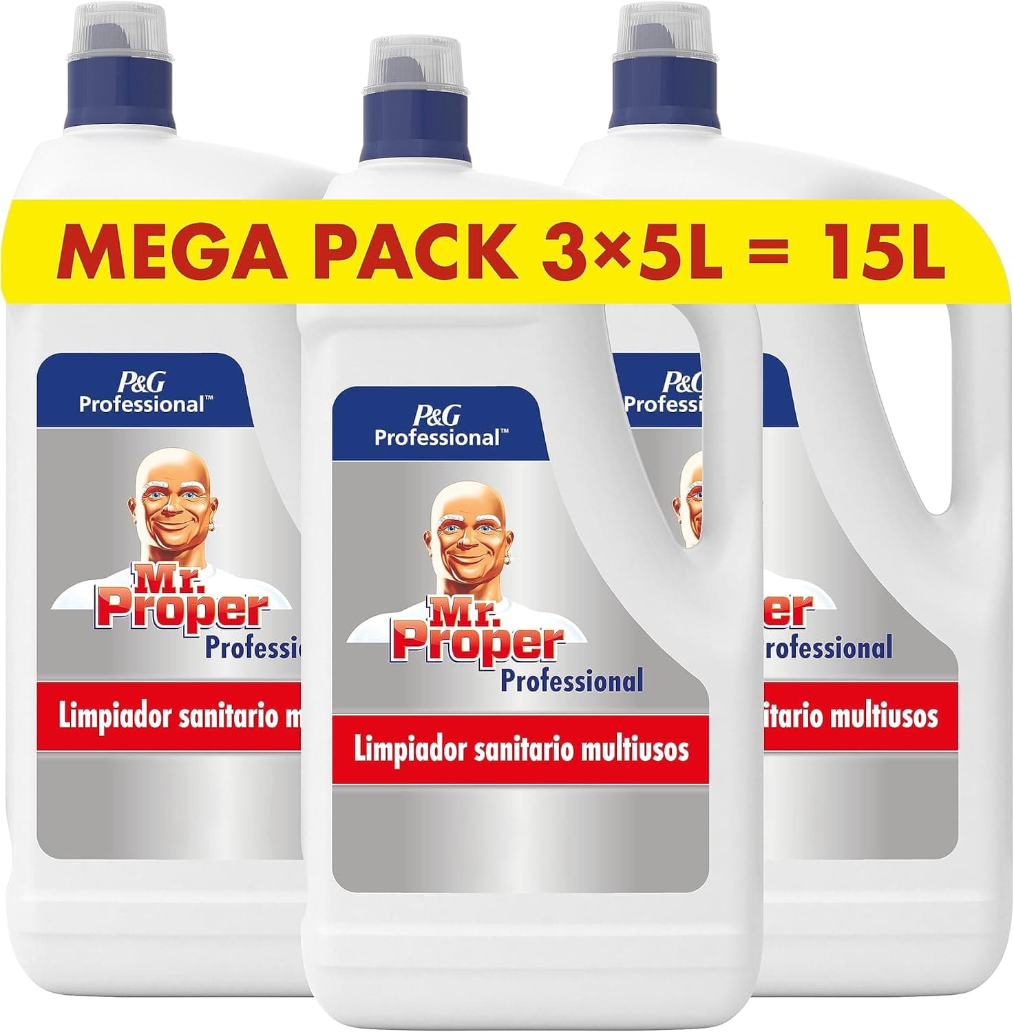 Mr Proper Professional, Limpador de casa de banho, 15 L (3 x 5 L) elimina resíduos de sabão e marcas d'água