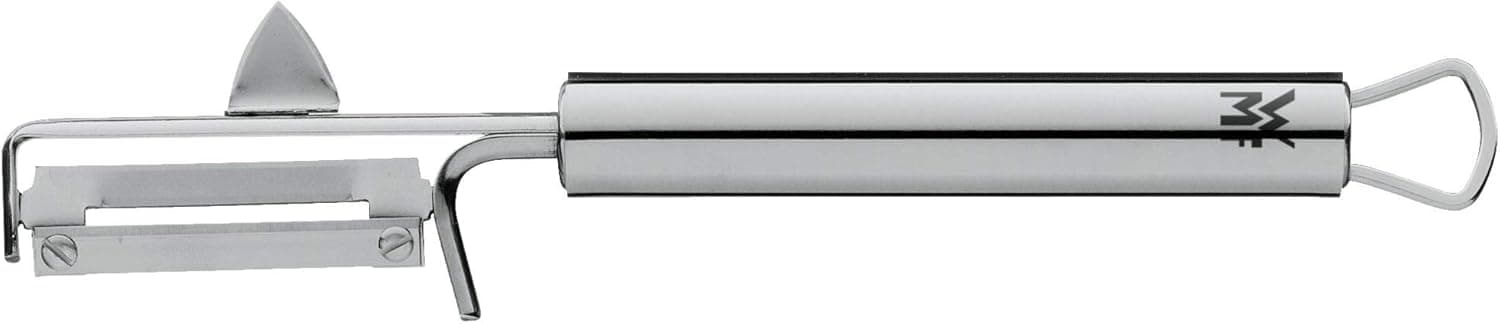 WMF Profi Plus Descascador de legumes com folha de endular de 19 cm, fio único, descascador de legumes aço inoxidável cromado parcialmente mate, adequado para máquina de lavar louça