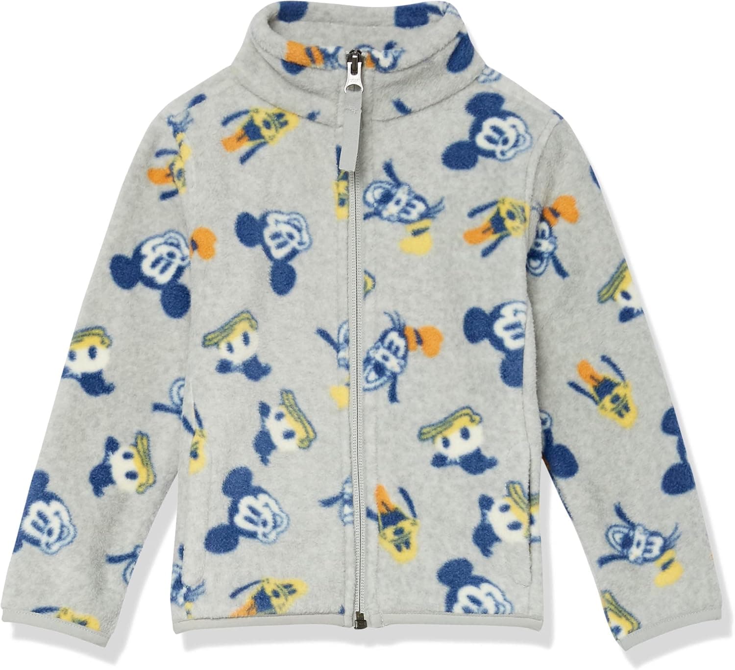 Amazon Essentials Casaco de forro polar com fecho de correr completo e gola Perkins para menina - Disney - Mickey, Pateta e Pato Donald