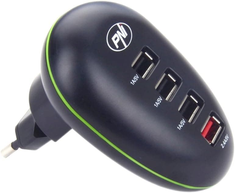 PNI Carregador USB HC41 para telemóveis, tablets, câmaras