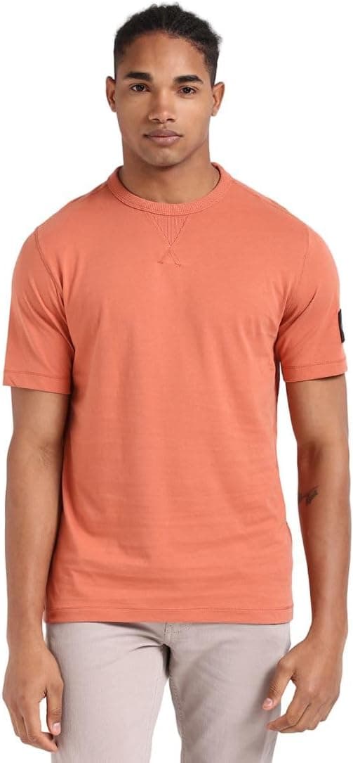 Calvin Klein T-shirt de manga curta para homem Badge regular com gola redonda
