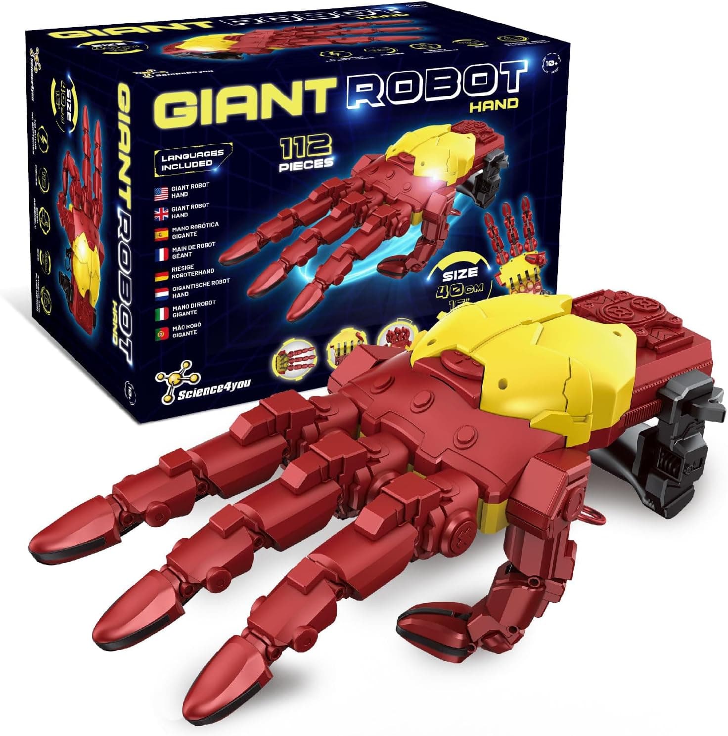 Science4you Kit de mão hidráulica Cyborg - Construa a sua própria mão robótica gigante com 112 peças, brinquedos STEM Iron, presente de robôs kits de modelagem para meninos e meninas