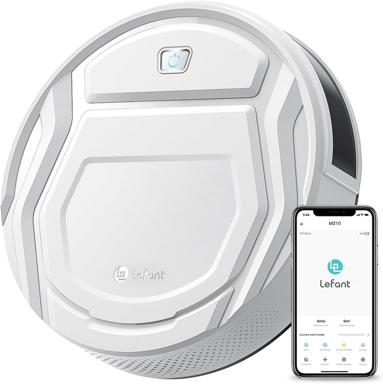 LEFANT Robot aspirador de pó 2000 pa, mini aspirador robô 120 min automático-carregável, limpeza zigu-zag, silencioso, sensor de anticolisão 6D, App/Alexa/Bluetooth, para pêlos de animais de estimação