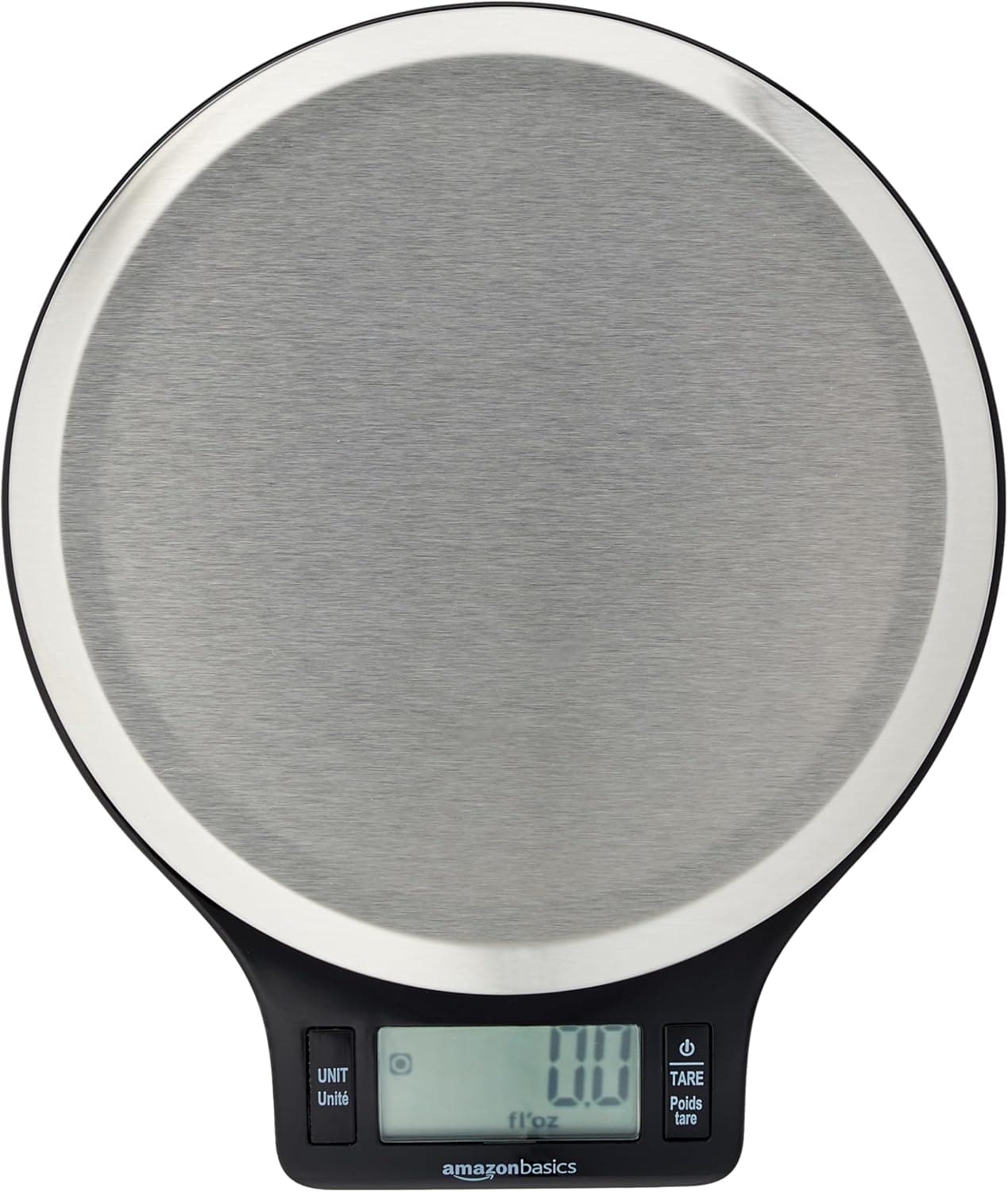 Amazon Basics Balança de cozinha digital com ecrã LCD, sem bisfenol A (BPA), de aço inoxidável (pilhas incluídas), pesa até 11 kg, preto