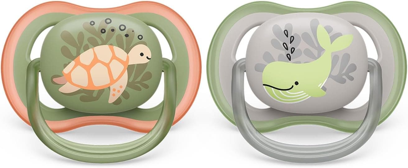Philips Avent Ultra Air Soother: 2 chupetas leves e respiráveis para bebés dos 6 aos 18 meses, sem BPA e com capa de transporte esterilizadora (modelo SCF085/60)
