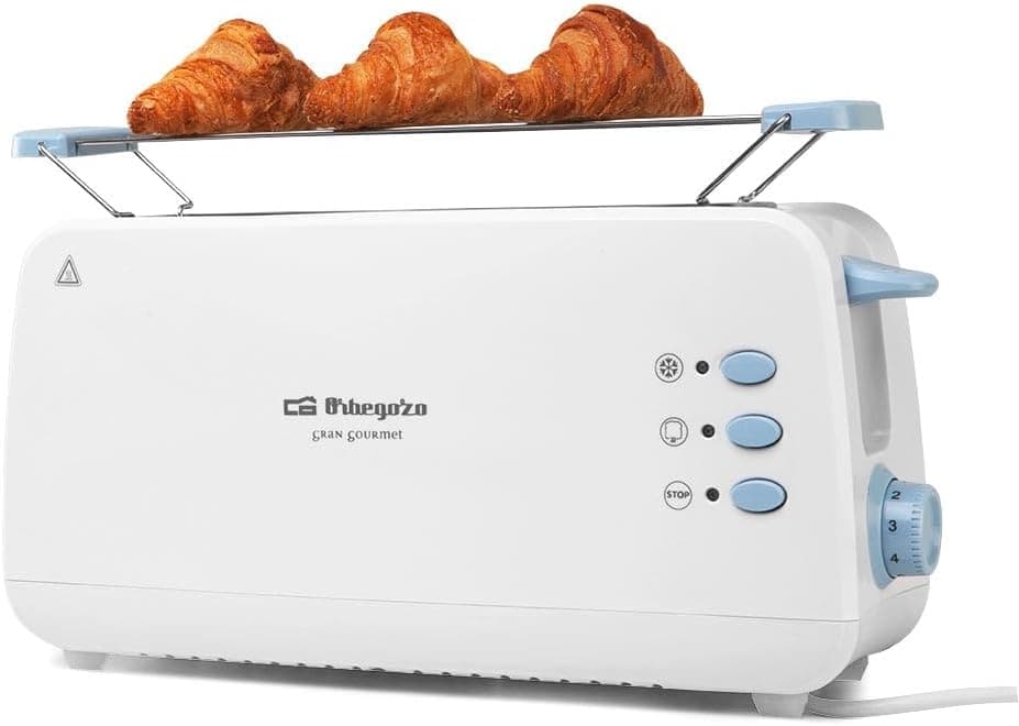 Orbegozo 15773 Torradeira automática de fenda longa, 850 W, em plástico, 2, branca