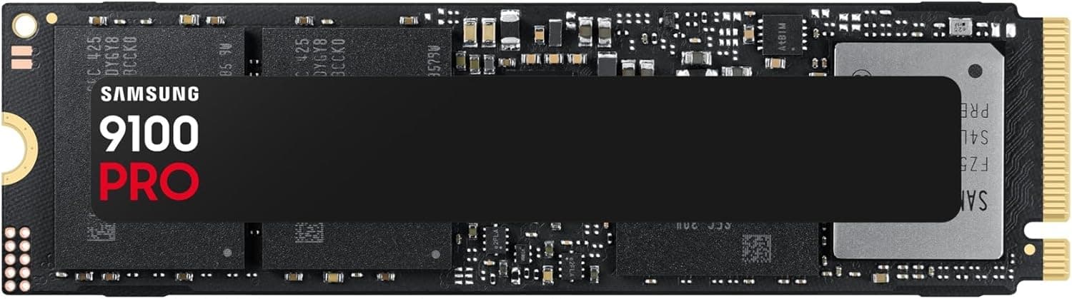 Samsung 9100 Pro NVMe M.2 SSD, 1 TB, PCIe 5.0, 14,700 MB/s de leitura, escrita de 13,300 MB/s, SSD interno para jogos, edição de vídeo e AI, preto, MZ-VAP1T0BW