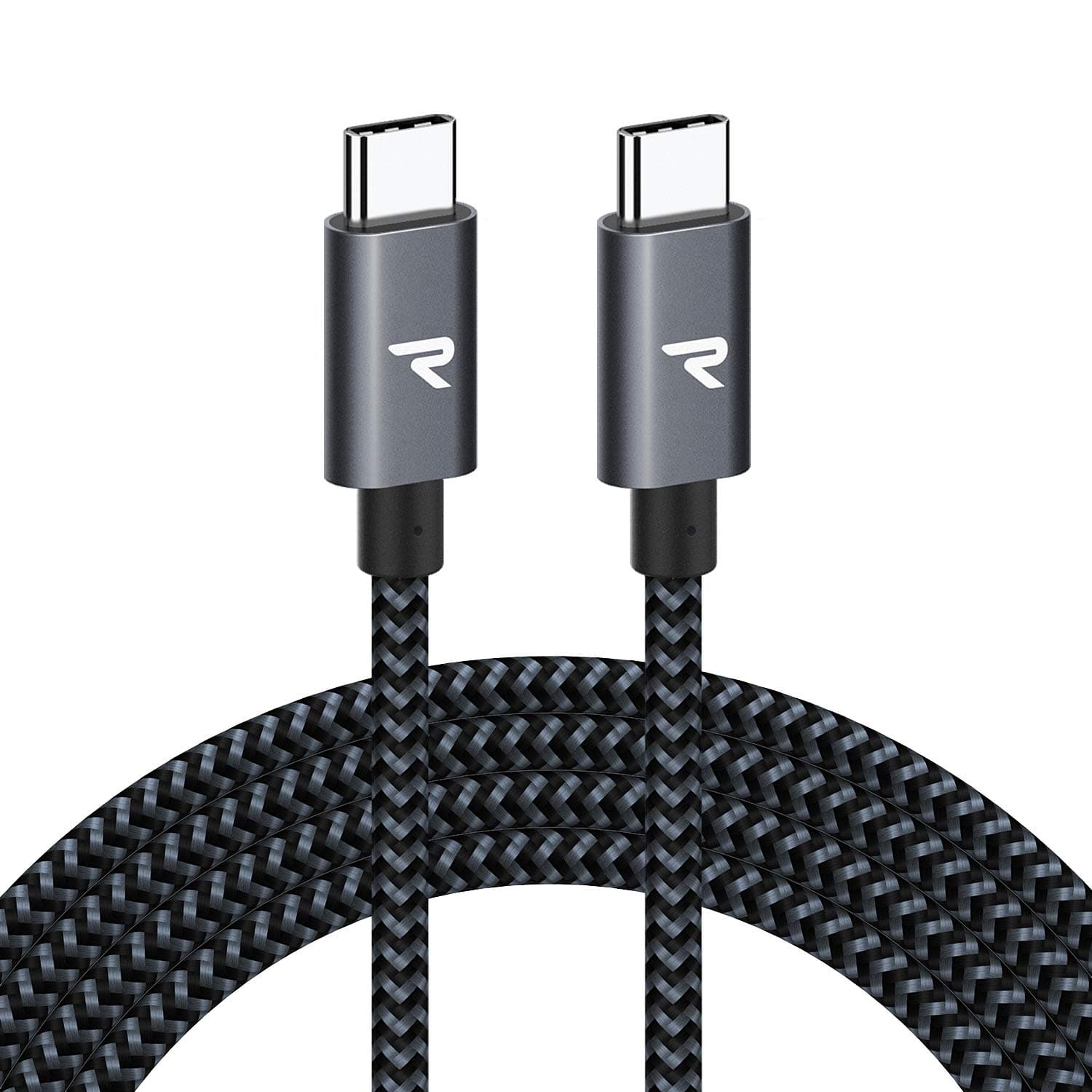 RAMPOW Cabo USB C 100 W carregamento rápido, 2 metros - cabo tipo C trançado nylon compatível com iPhone 16/15/15 Pro/Pro Max, Samsung Galaxy S24/S23/S21, MacBook, iPad Air, tablets, Porta Coberturas