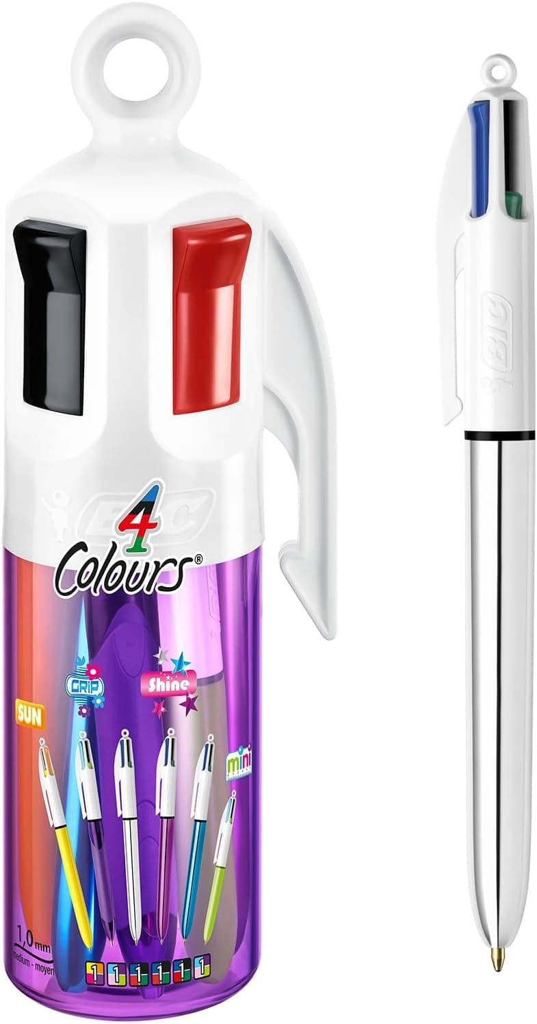 BIC 4 Colours | Conjunto de 6 canetas esferográficas retráteis com 4 cores em jarro decorativo
