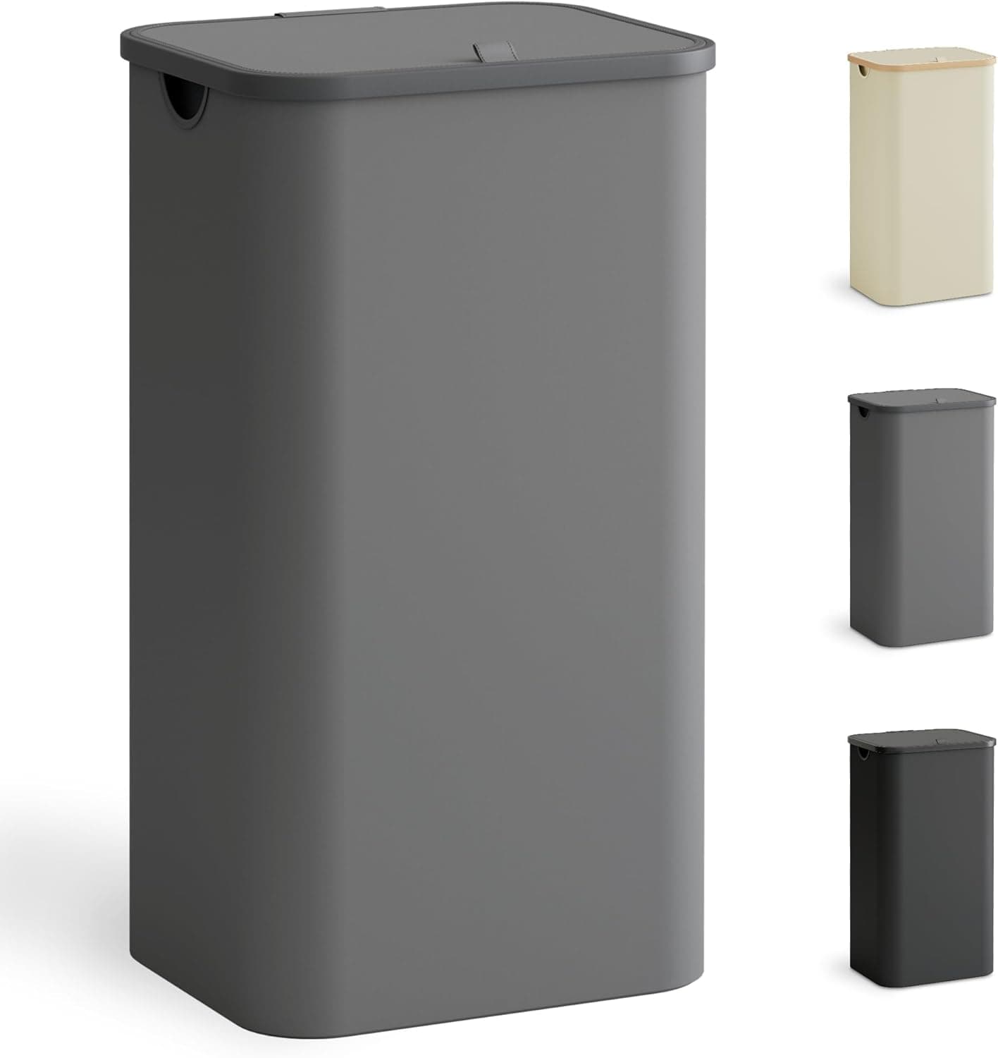 YOUDENOVA | Cesto para roupa suja com tampa 100 L, dobrável com bolsa e pega, cor cinzento