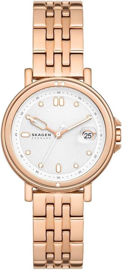 Relógio feminino Skagen Signatur, movimento de quartzo com pulseira de aço ou couro
