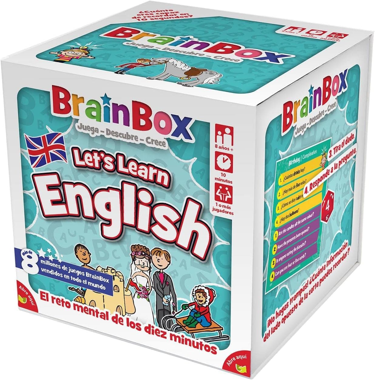 Brain Box G123452 - Green Board Games BrainBox Lets Learn English - jogo de tabuleiro em espanhol, 1 ou mais jogadores