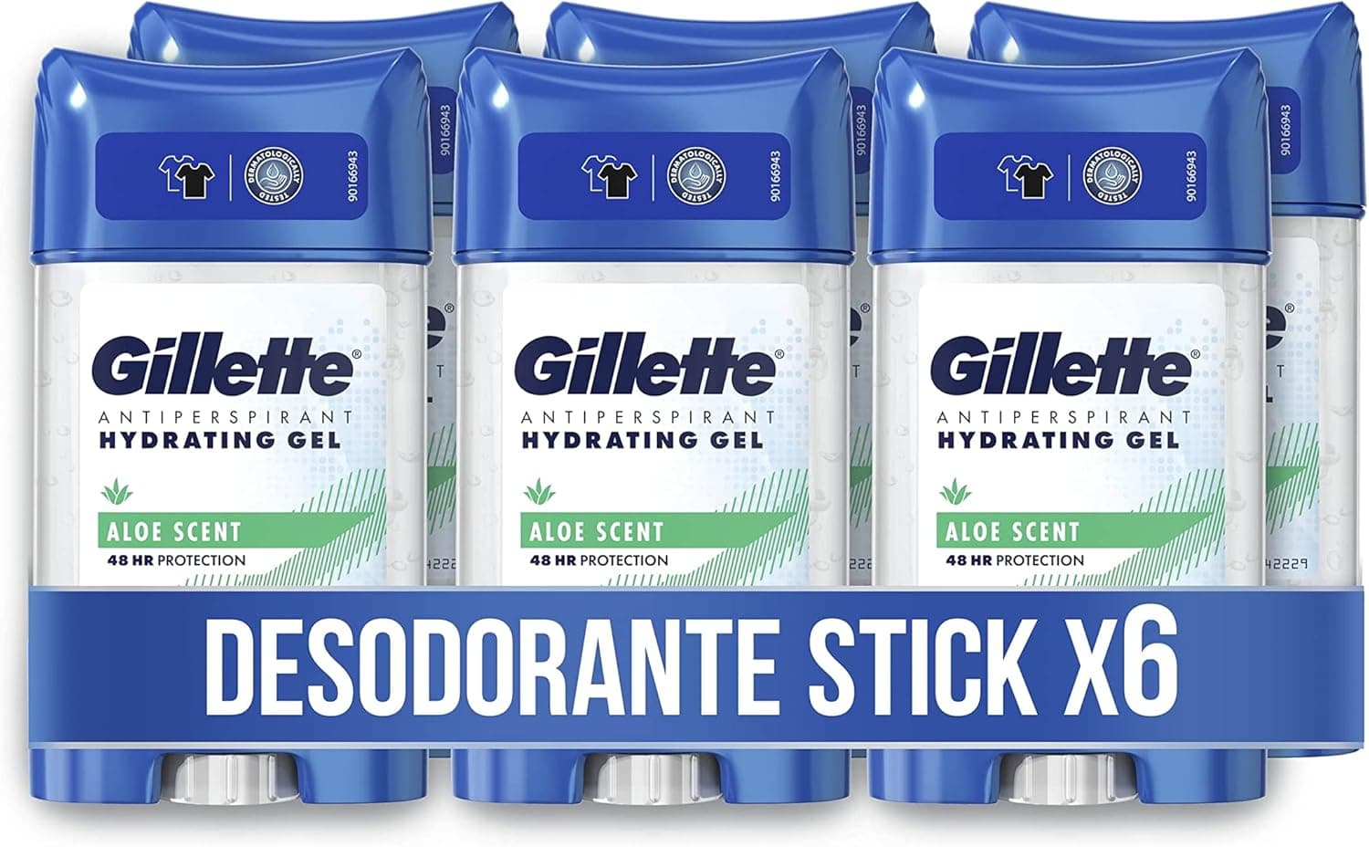 Gillette Hydra Gel | Desodorizante em gel com aloe vera para homem, 6 unidades de 70 ml