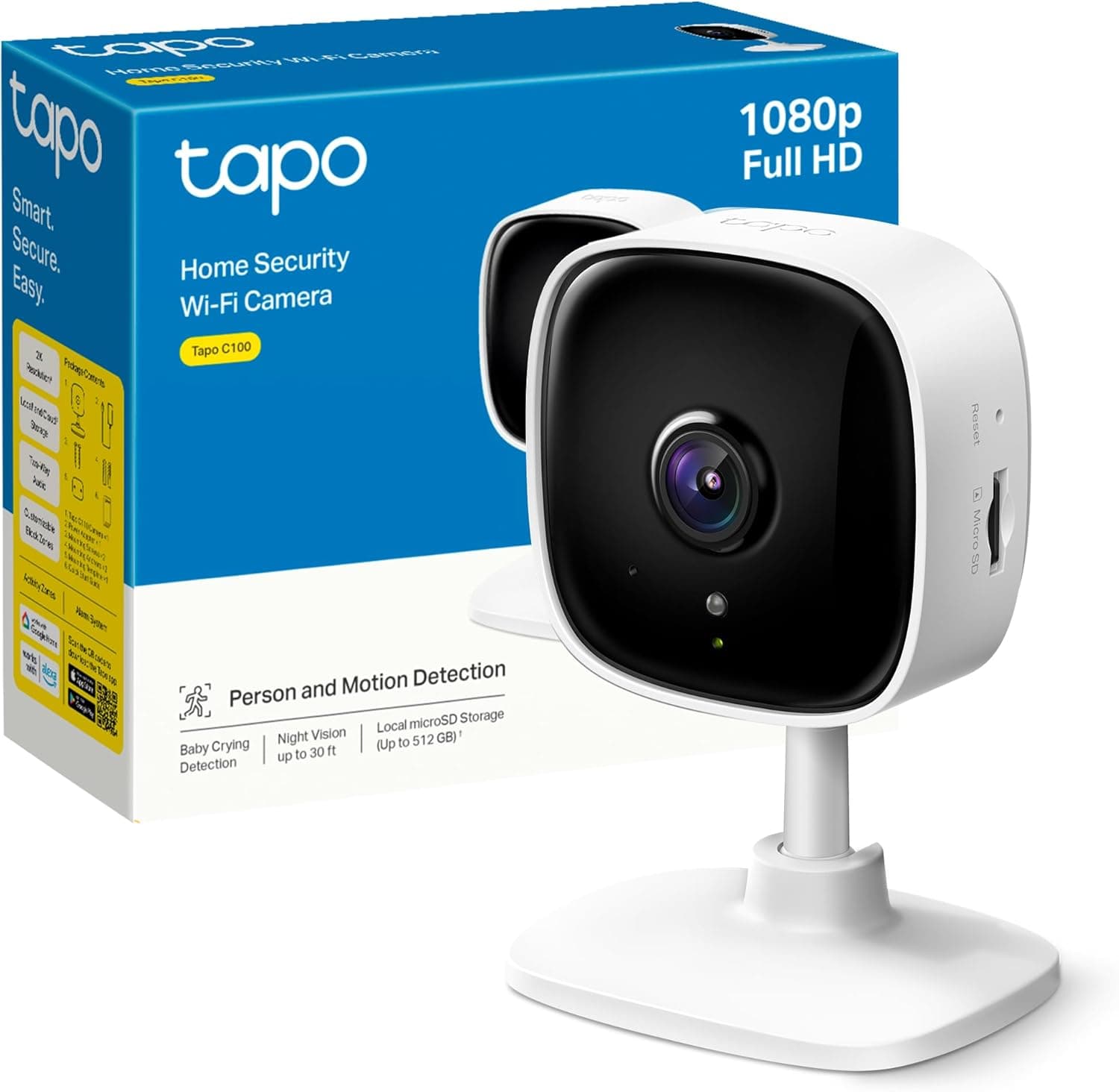 Tapo 1080P | Câmara de vigilância interior com visão noturna, deteção de movimento e áudio bidirecional