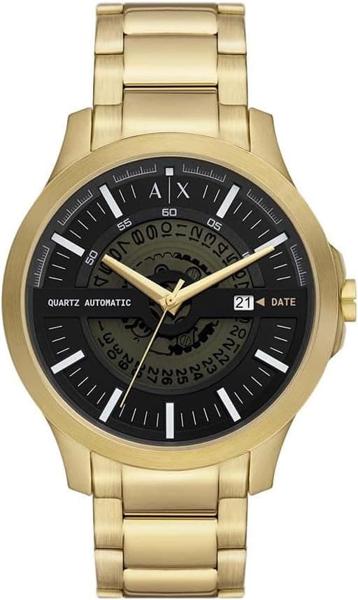 Armani Exchange Relógio analógico para homens de quartzo com correia em aço inoxidável AX2443, Dourado, AX2443-AMZUK
