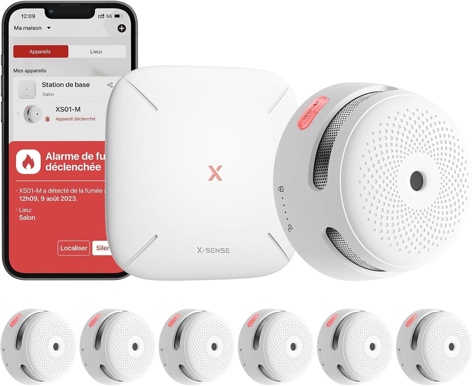 X-Sense XS01-M SBS50 | Detector de fumo inteligente sem fios com base e app