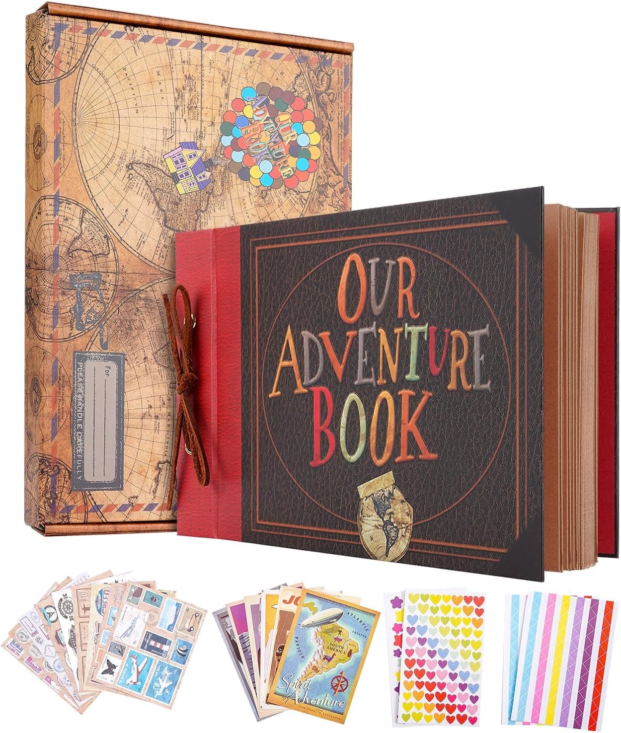 COMBIUBIU Our Adventure Book | Álbum de recortes estilo retro com capa rígida e acessórios, ideal para fotos e mensagens comemorativas